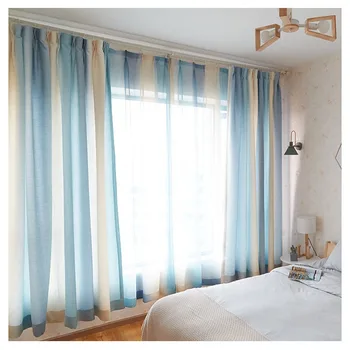 

Japanese and Korean Style Pure Color Gradient Half-shade Curtains French Window Tulle Curtain Living Room Bedroom