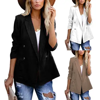 

Fashion Blazer Women Basic Notched Collar Solid Blazers Chic Tops Office Ladies Blazer Mujer Single Button Suit Jackets пиджак