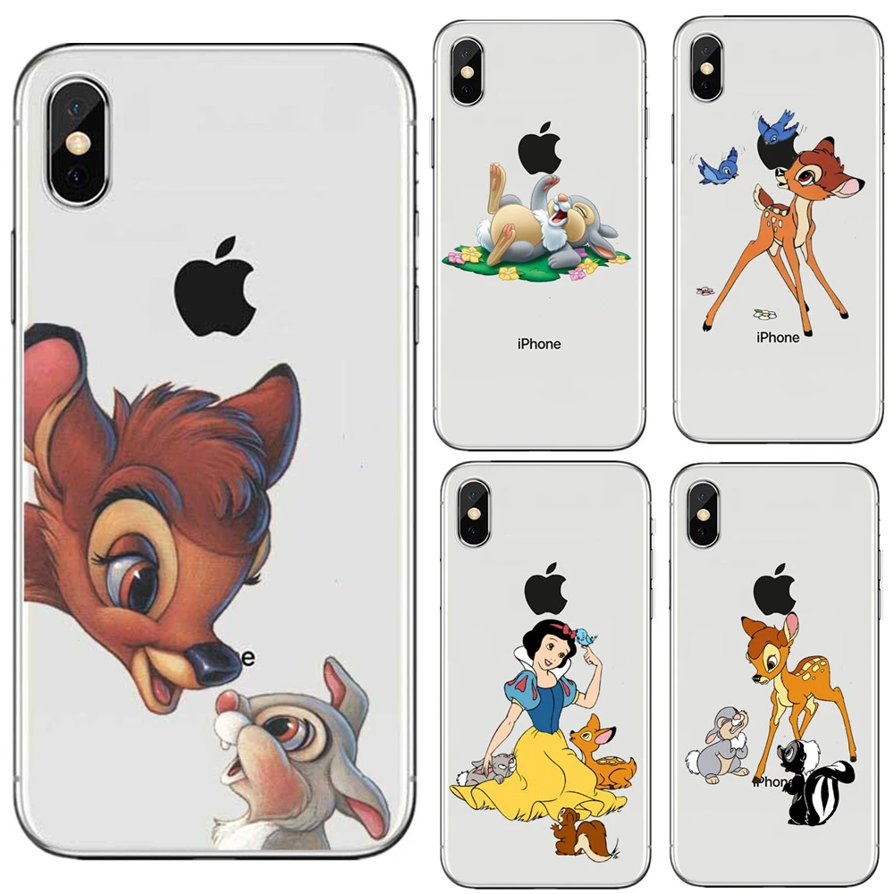 lovely Bambi And Thumper Pattern Soft Silicon TPU Phone Case Cover for iPhone 6 6S Plus 7 8 Plus 5 5S SE X 10 Coque Capa