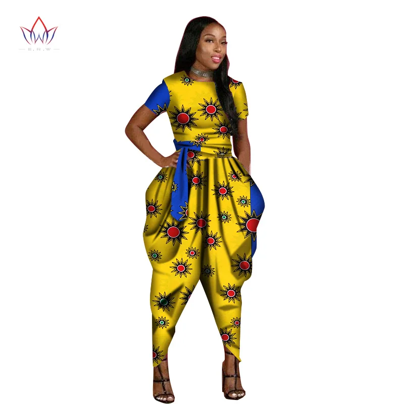 Боди женское в африканском стиле с коротким рукавом и длинными брюками|rompers womens