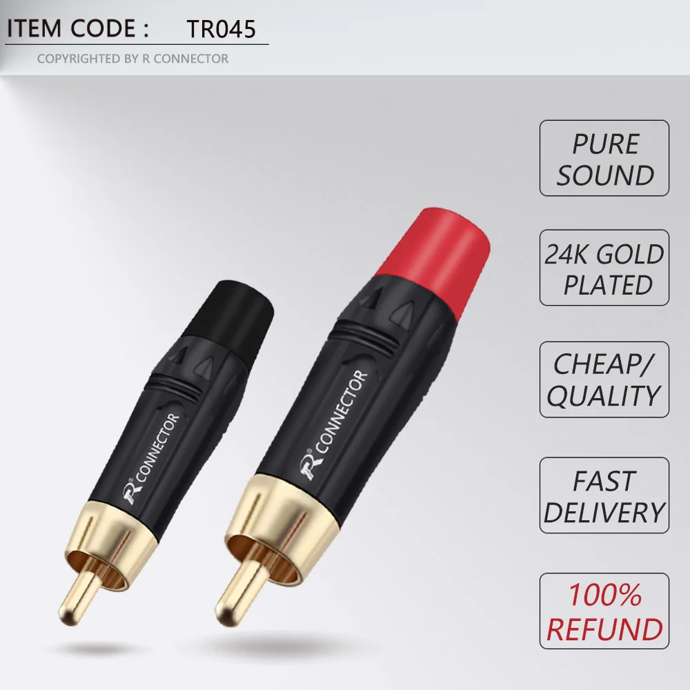 conector rca macho de alta conector adaptador preto plug rabo porco para cabo pecas 01
