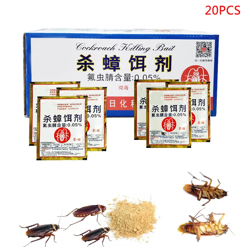 

20PCS/Lot Effective Cockroach Powder Bait Insect Roach Killer Pest Trap Killer Cockroach Bait Pesticide Reject Pest Control