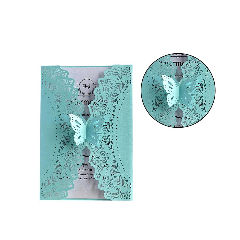  20pcs Wedding Invitations Lace Pattern Cards Laser Cut Paper Cards Announcement Greeting Postcards  - 4.00044E+12