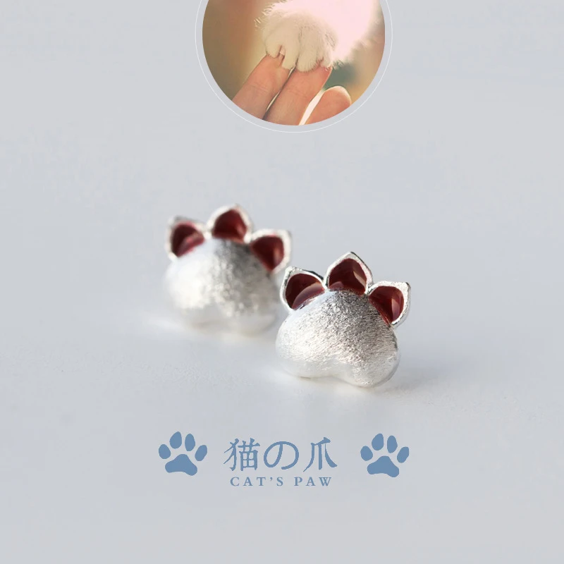 Серьги гвоздики в виде кошачьих лап 8 х8 мм|earrings gift|fashion stud earringsstud earrings |