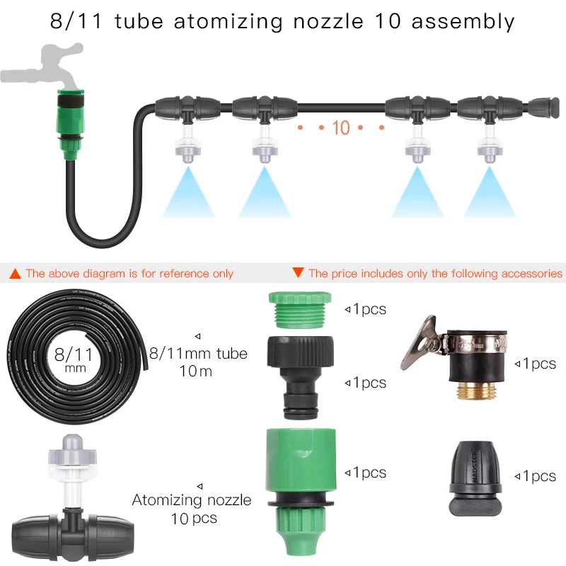 Nadster домашний балкон полуавтоматическая спринклерная система распылитель устройство микро распылитель Насадка распылитель - Цвет: 10M tube 10 nozzles