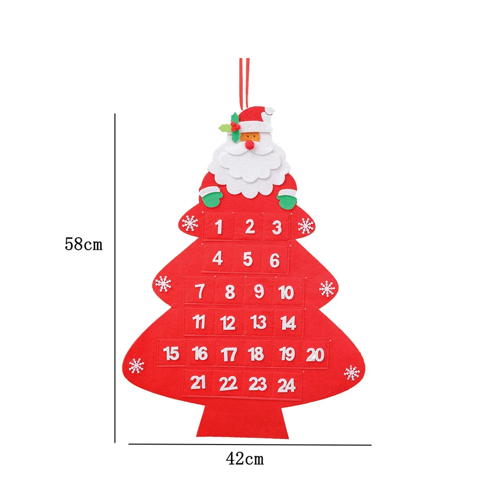 1 шт. подвесной Рождественский календарь с обратным отсчетом на рождественскую елку, подарочные украшения, украшения, календарь Санта-Клауса с карманами - Цвет: B 42x0.25x58cm