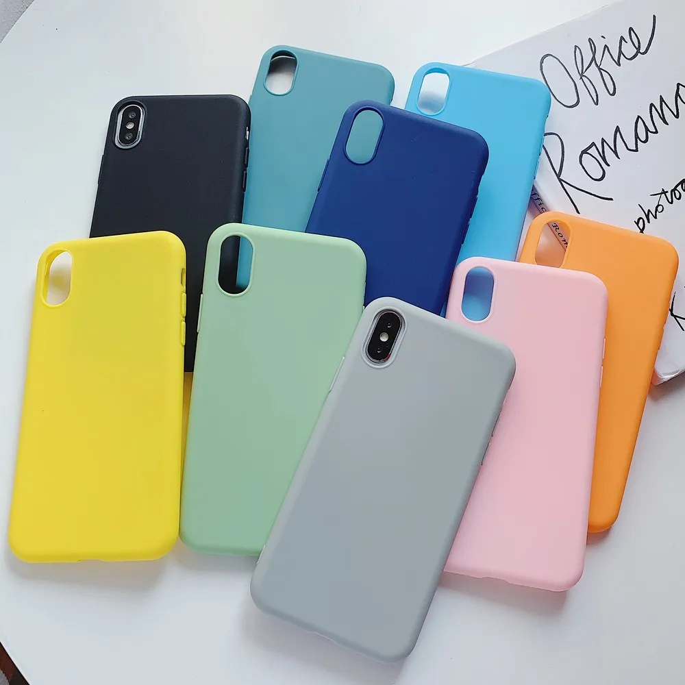 

Multi-color solid color Bacfor Back cover iphone phone X XS XR max for women 7 8 PLUS for iphone coque 11 Pro max Frosted feel