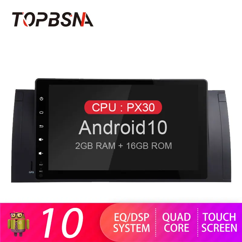 Автомобильный мультимедийный DVD плеер TOPBSNA на Android 10 с Wi Fi GPS для BMW/E39/E53/X5/M5
