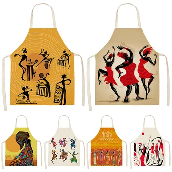 

African style Kitchen Aprons for Women Cotton Linen Bibs Household Cleaning Pinafore Home Cooking Apron 53*65cm WQL0196