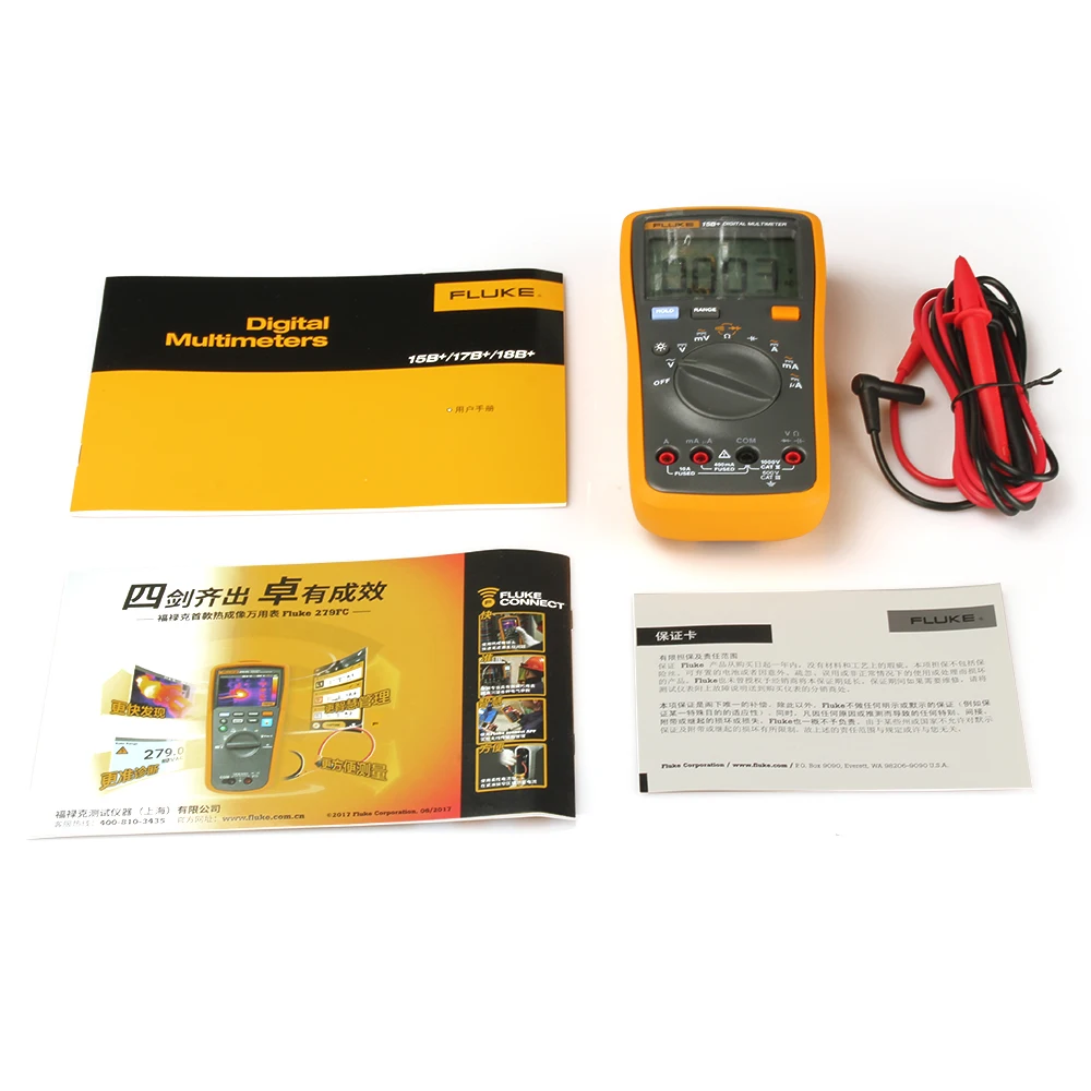 FLUKE F15B+ цифровой мультиметр Профессиональный 4000 отсчетов портативный мультиметр тестер Портативный Вольтметр Амперметр измеритель напряжения