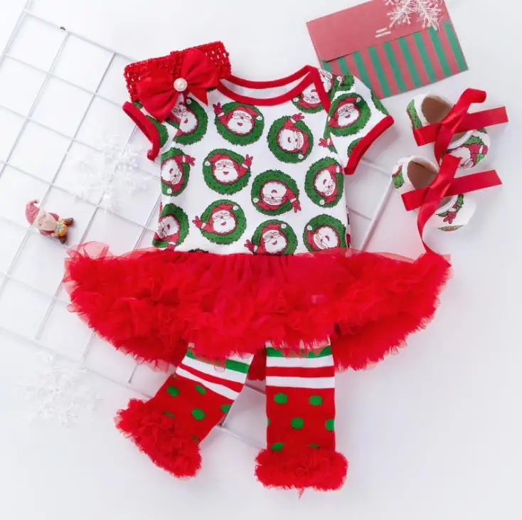 style 2 Рождественский комплект для малышей от 0 до 2 лет, детское платье с рисунком из мультфильма, детский хлопковый комбинезон для новорожденных - Цвет: style 2