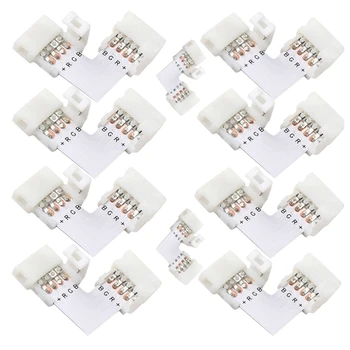 

10mm 4 Pin L Shape Led Rgb Connector for Connecting Corner Right Angle 10mm 5050 2835/3528 RGB LED Strip Light