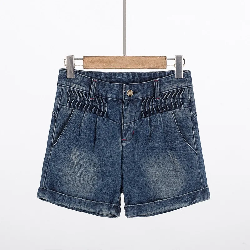 

2018 Summer Large Size Dress Fat Mm Loose-Fit Slimming Fashion Crimping Denim Shorts Women's