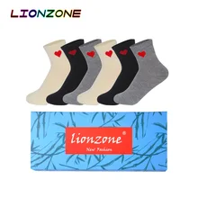 LIONZONE 6 пар/лот милые носки с милыми сердечками женские дышащие удобные осенние зимние забавные бамбуковые носки для отдыха Meias