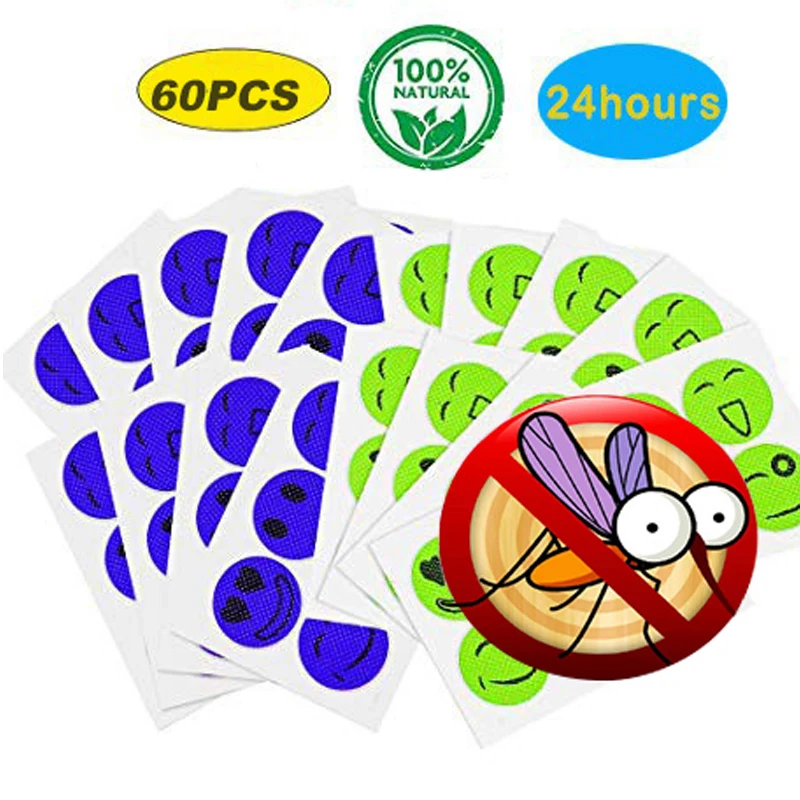 

60pcs Mosquito Repellent Patches Resealable pure Essential Plant oils 24-hours protection from Insects hiking fishing climbing