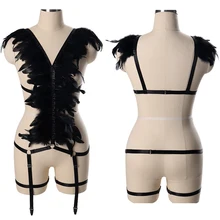 Перьевые эполеты крылья плеча Готический Rave BurningMan боди жгут белье набор ремень-подвязка ремень художественная одежда