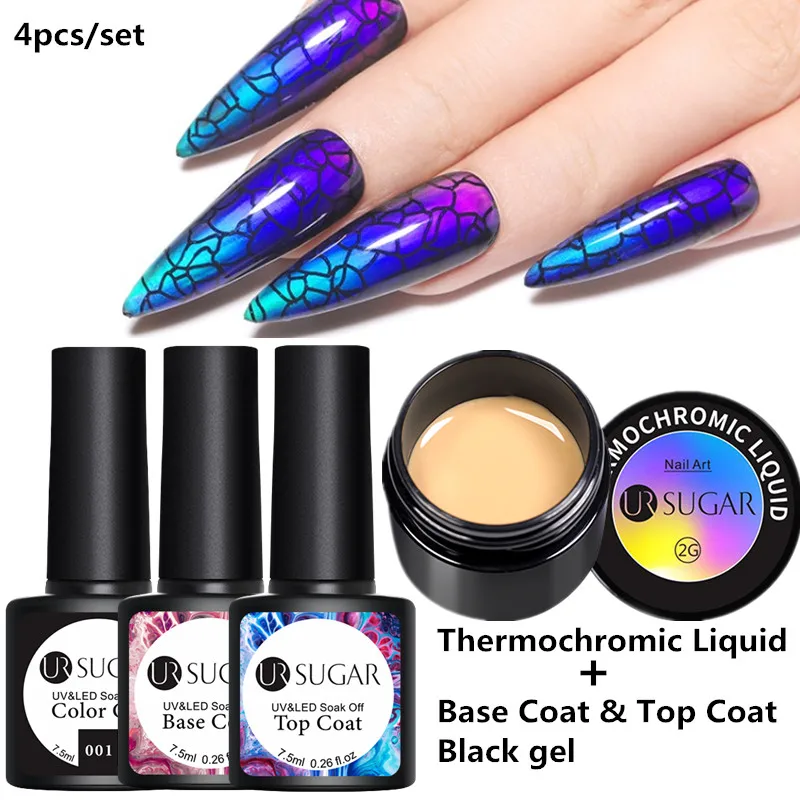 Set3 Ur Sugar термохромная жидкость изменение цвета набор гель-лаков для ногтей Черный цвет необходимо замочить от кристалла дизайн ногтей маникюр гель - Цвет: Set3