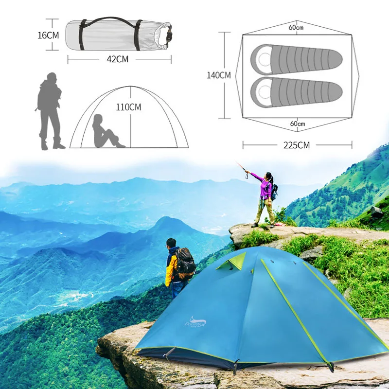 

Professional Field Equipment 1 2 People Camping Tent Aluminum Pole Ultra Light Outdoor Anti-Storm Extension Camp Double Layer