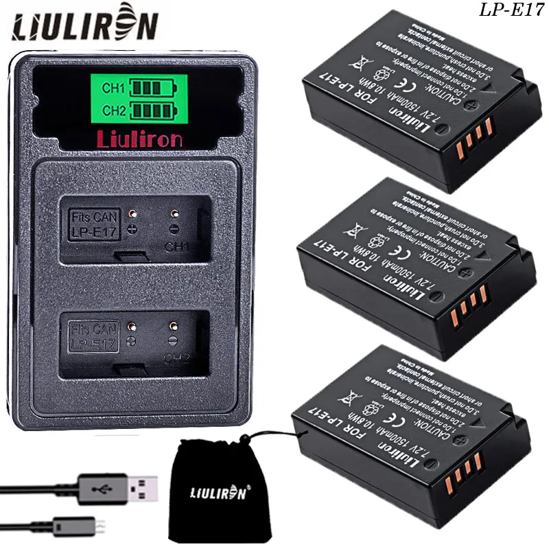 3x батарея LP-E17 LPE17 LP E17 батарея для камеры+ ЖК USB двойное зарядное устройство для canon EOS Rebel T6i 750D T6s 760D M3 8000D Kiss X8i