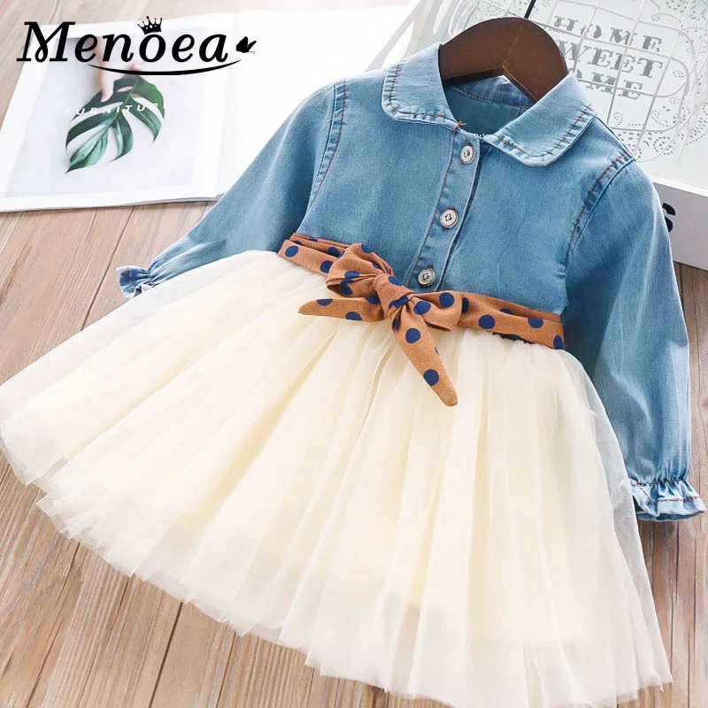

Menoea Girls Dress Spring Autumn baby Girl Kids Dress With Sashes Children Clothing Party Dresses roupa infantil Princess Dress