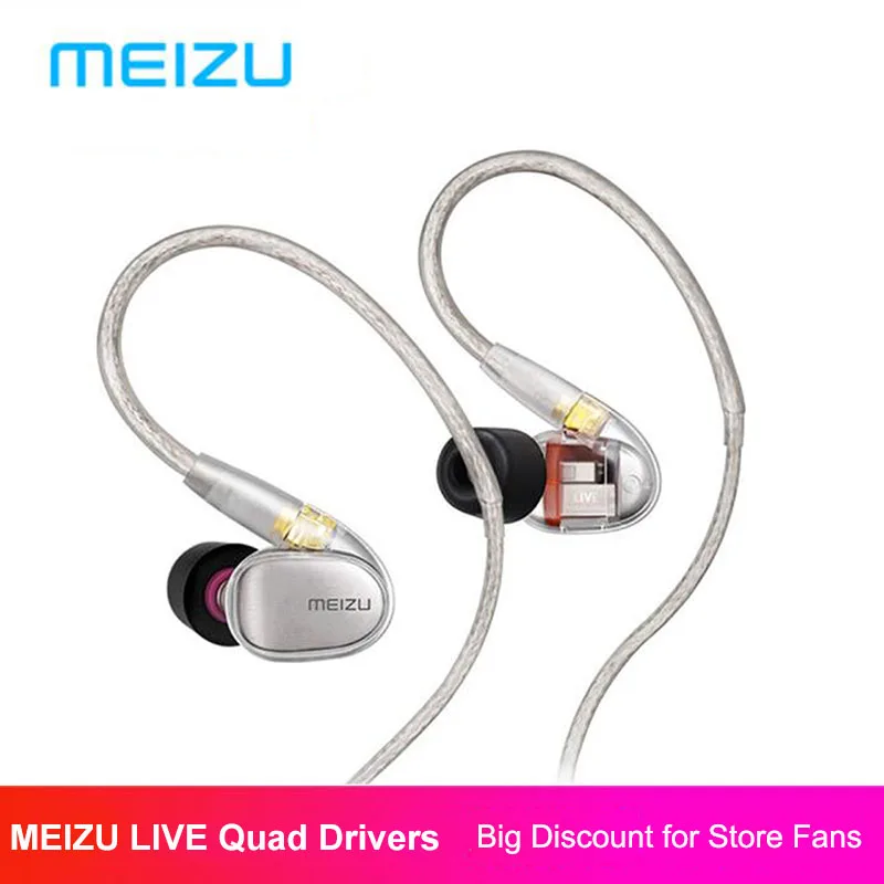 

Meizu Live Earphone Quad Driver in Ear Dual Channel Knowles Balanced Armature Hi Res Certificated with remote control microphone