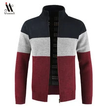 Осень зима мужской Повседневный шерстяной кардиган свитер джемпер Мужская Зимняя мода полосатый с карманами вязанная верхняя одежда пальто свитер для мужчин