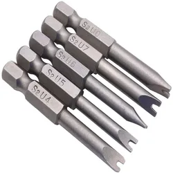 Tournevis électrique magnétique en U, 50mm U4 U8 S2 en acier allié, 5 pièces, embouts de sécurité, outils à main 