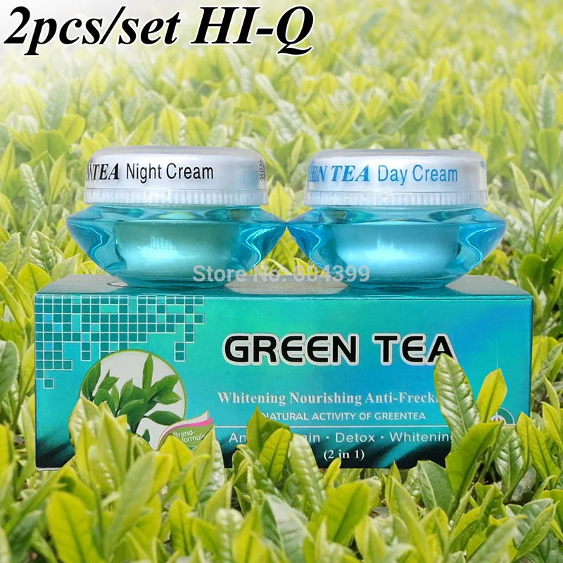 Зеленый чай отбеливающий питательный набор против веснушек природная активность Зеленый чай дневной крем ночной крем