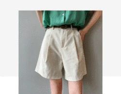 Shorts de travail décontractés pour femmes, couleur unie, nouveau Style coréen, taille haute, amincissant, ample, droit, jambes larges, été, 2021 