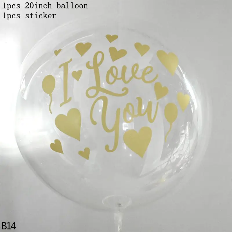 b14-1set balloon 1 шт. 18/20/24/36 дюймов Высокое качество Прозрачный Bobo надувной мяч производитель гелиевый воздух клипсы для воздушных шаров, одежда для свадьбы, дня рождения декора подарки - Цвет: b14-1set balloon