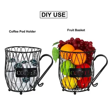 

New Product Promotion Coffee Pod Holder Cup Mug Shape Storage Basket Fruit Bowl Metal Cafe Organizer