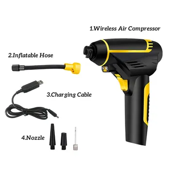 

Air Compressor Rechargeable Air pump Tire Pressure LCD Display Wireless Portable Tire Inflator for Car Bicycles Motorcycle Bike