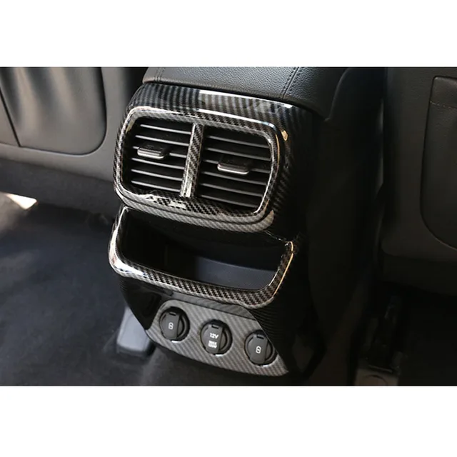 For Hyundai Santa Fe 2019 2020 Car Rear A/C Air Outlet Vent Cover Frame Sticker Car Molding Accessory 2