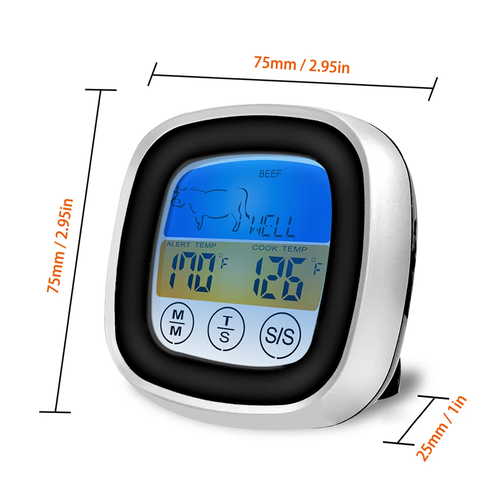 Digital Meat Thermometer for Oven Grill Kitchen Food Smoker Cooking With 1 Probe( Countdown Timer/Thermometer