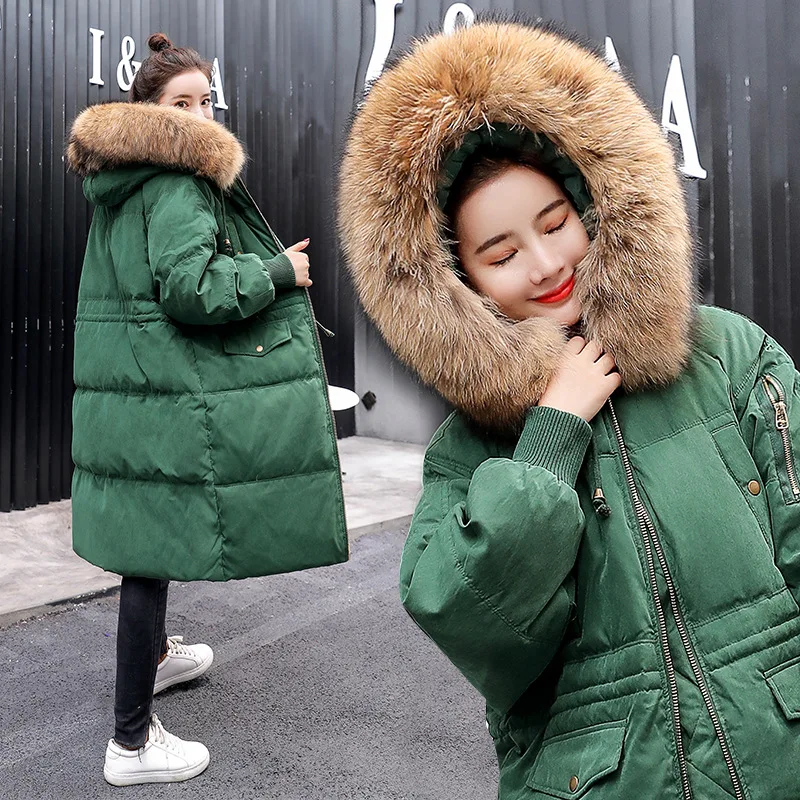 

2018 Winter Cotton Dress Women's Mid-length Thick Warm Cotton-padded Clothes Overcoat High-End Cotton Coat New Style WOMEN'S Dre
