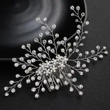 Свадебные расчески для волос ручной работы хрустальные цветы лоза Свадебные украшения для головы Украшение для прически невесты повязка на голову FS127
