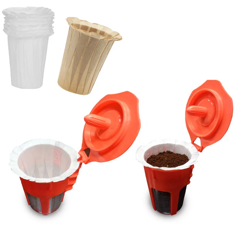 

100 Pieces Coffee Disposable Paper Filters K-Cup Replace Replacement For Keurig 2.0 Large Coffee Filters