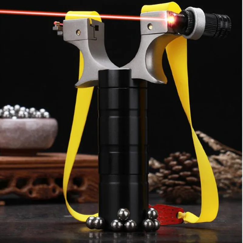 

Hunting Slingshot Rotating Head Use Flat Rubber Band Slingshot Precision Stainless Steel Catapult Outdoor Shooting Game