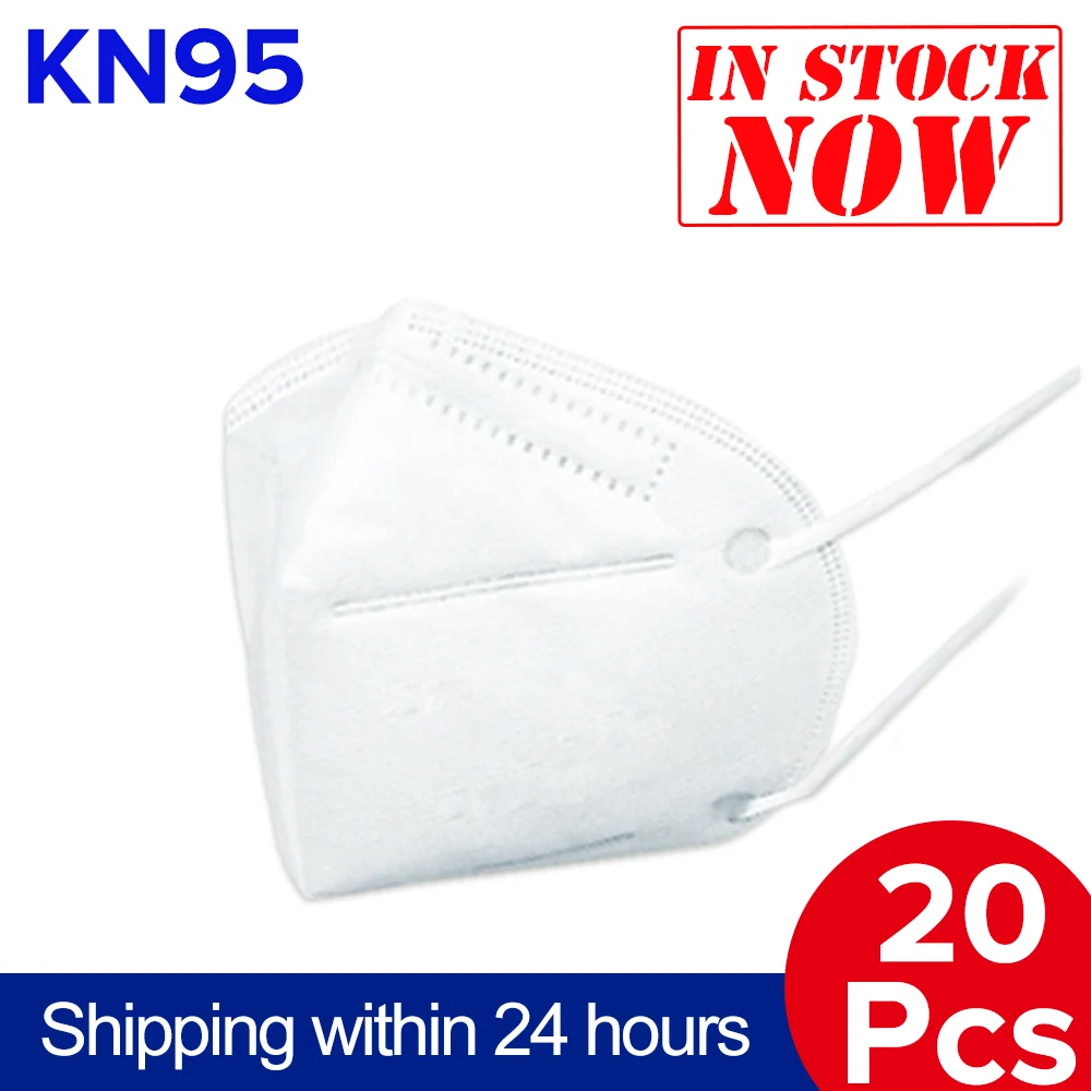 

20 Pcs KN95 Mask Disposable KN95 Face Mask Safety Anti Dust Mouth Mask 95% Filteration PM2.5 Pollution Filter Dustproof Cover 3D