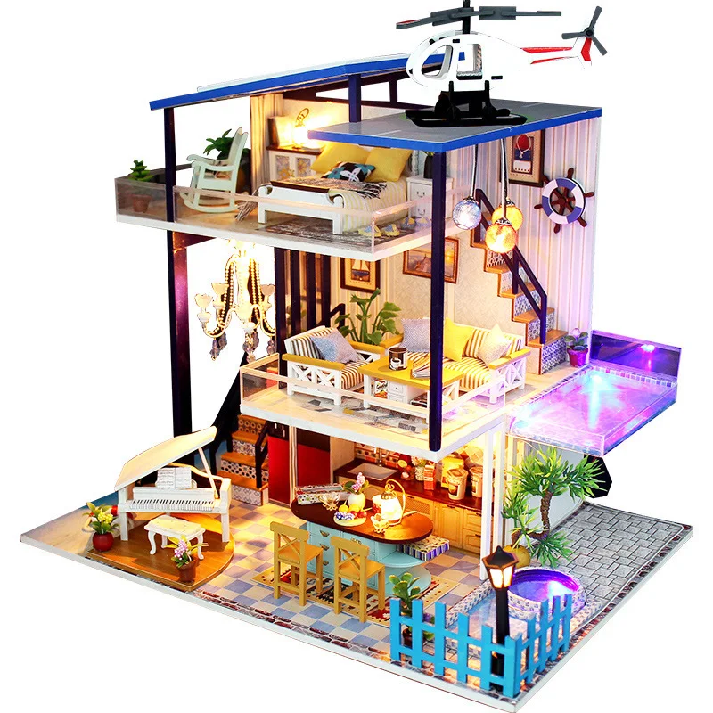 Ручной работы Miniaturas Деревянный Diy Кукольный дом миниатюрный кукольный домик мебель модель ручной работы наборы коробка головоломка игрушки для детей подарок