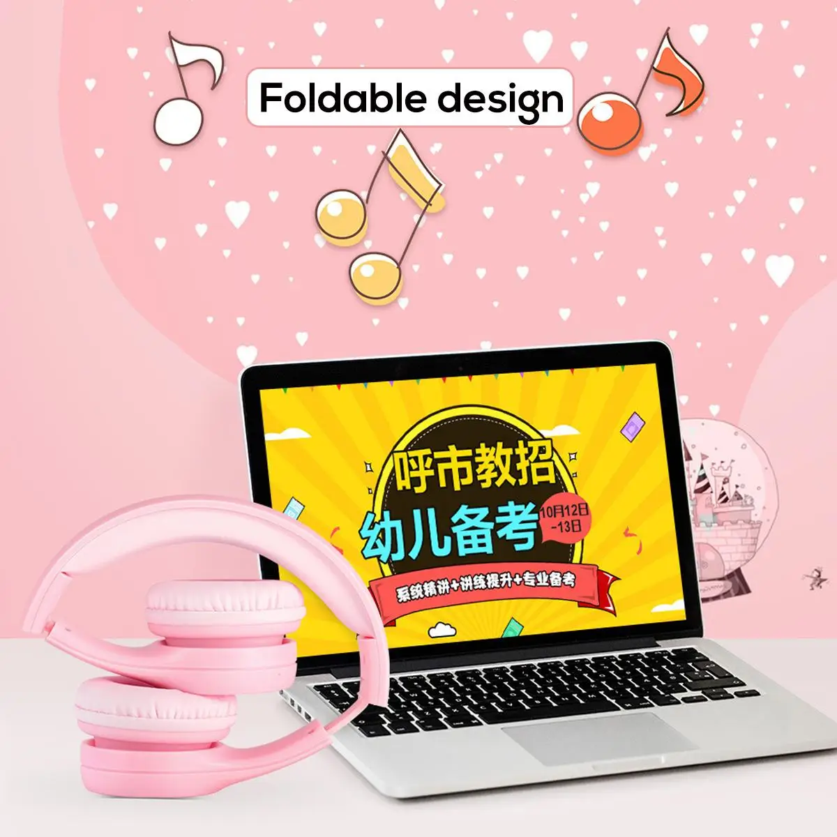 Wireless bluetooth Kids Headphone 85dB Foldable Portable Children Child Safe Over Ear Adjustable Headset Girls Boys Gift