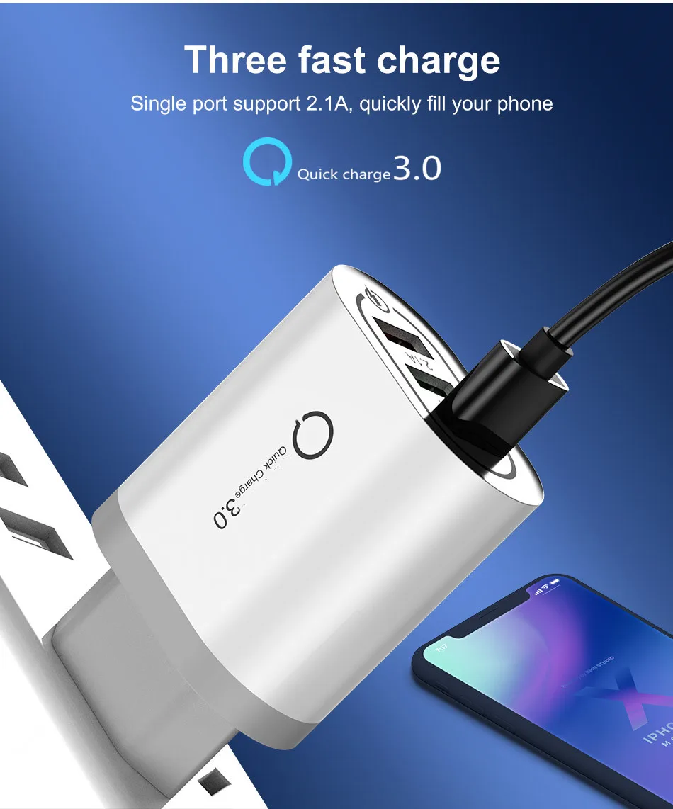 3а Быстрая зарядка 3,0 USB зарядное устройство Быстрая зарядка настенное зарядное устройство EU US телефон зарядное устройство адаптер для samsung huawei QC 3,0 зарядное устройство