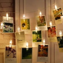 Cordão de luz de led com 30 20 10 lâmpadas, para cartão de fotos, guirlanda, luzes de led, bateria aa, para casamento, decoração de casa lâmpada de luz