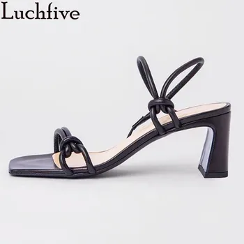 

Square toe One word Strap Kitten heel Sandals Slippers Two ways to wear Chunky High Heels Shoes Summer Dress party sheos Women