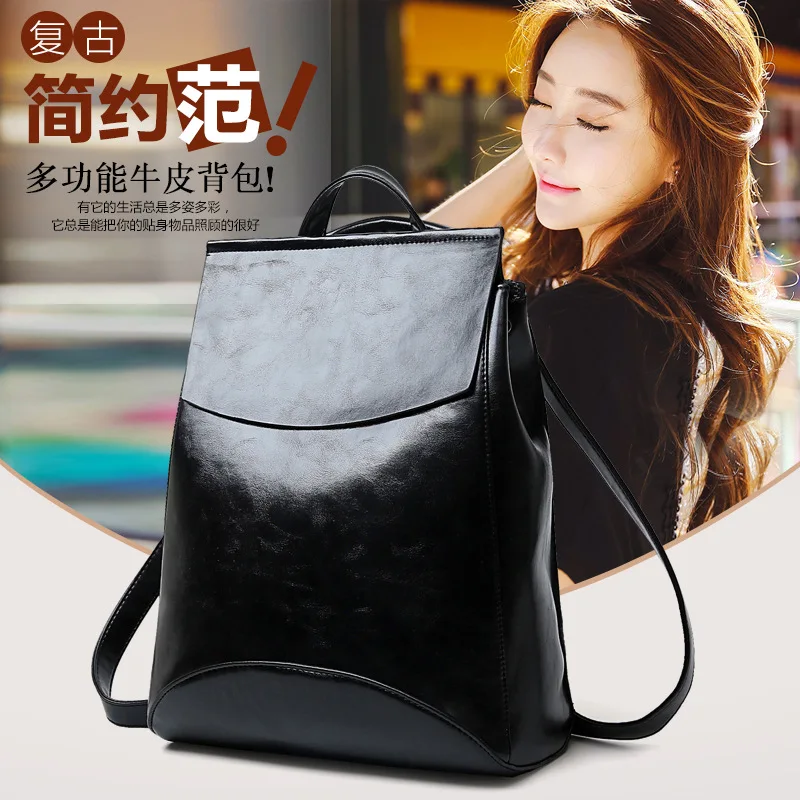 

2018 Spring And Summer New Style Retro College Style Backpack Multi-functional Faux Leather Classic Versatile WOMEN'S Backpack