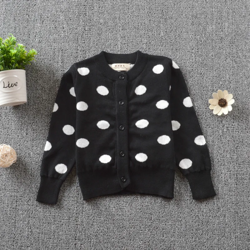 

Dot Pattern Kids Girls Long Sleeve Sweater Cotton Warm Toddler Girl Cardigan Autumn Winter Casual Clothes Comfy Outerwear
