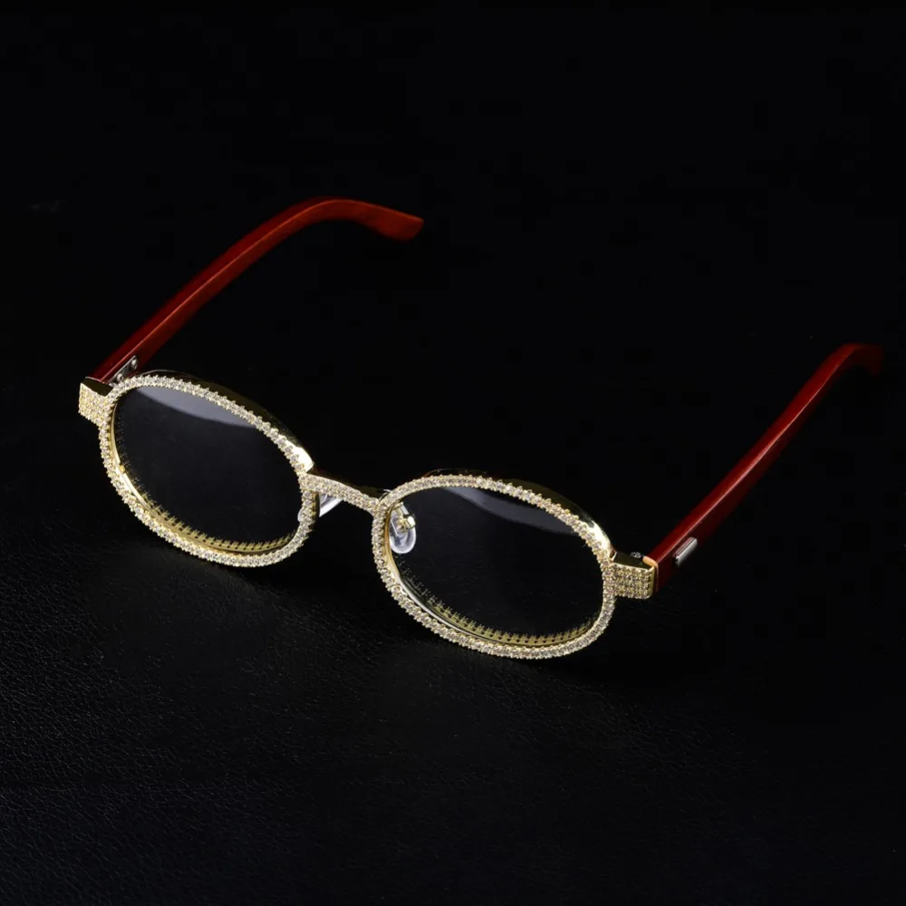 Jinao модные Для мужчин, очки с оправой Для женщин очки круглые очки с прозрачными стеклами льдом с кубическим цирконием в стиле «хип-хоп» рок-н-солнцезащитные очки