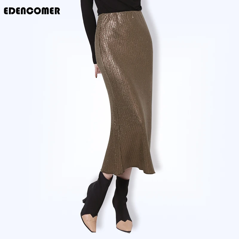

Fall 2019 New Women's Skirts with High Waist and One Step Pure Color Skirt Temperament Women's Long Half-length Sexy Skirt
