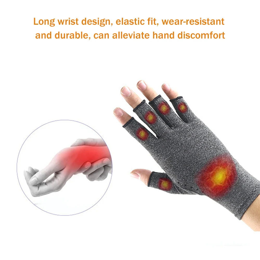 Tcare 2Pcs/Pair Unisex Compression Open Fingers Arthritis Gloves Premium Arthritic Joint Pain Relief Hand Gloves Therapy Cycling