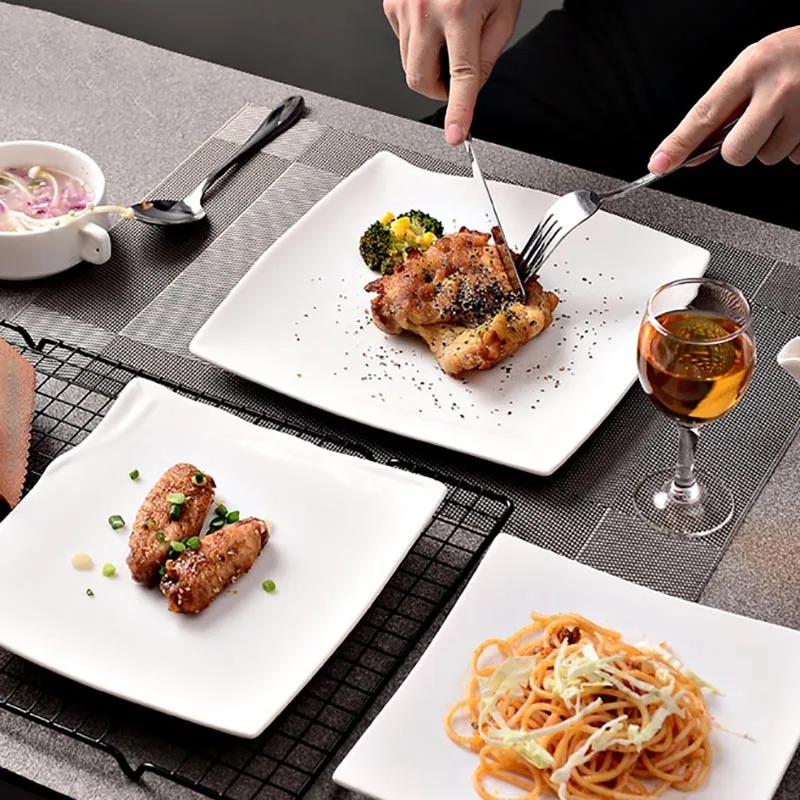 Food Plate Creative Pure White Ceramic Dinner Plates Square Western Steak Dish Porcelain Tableware Fruit Cake Tray Pasta Dishes Food Plate Creative Pure White Ceramic Dinner Plates Square Western Steak Dish Porcelain Tableware Fruit Cake Tray Pasta Dishes